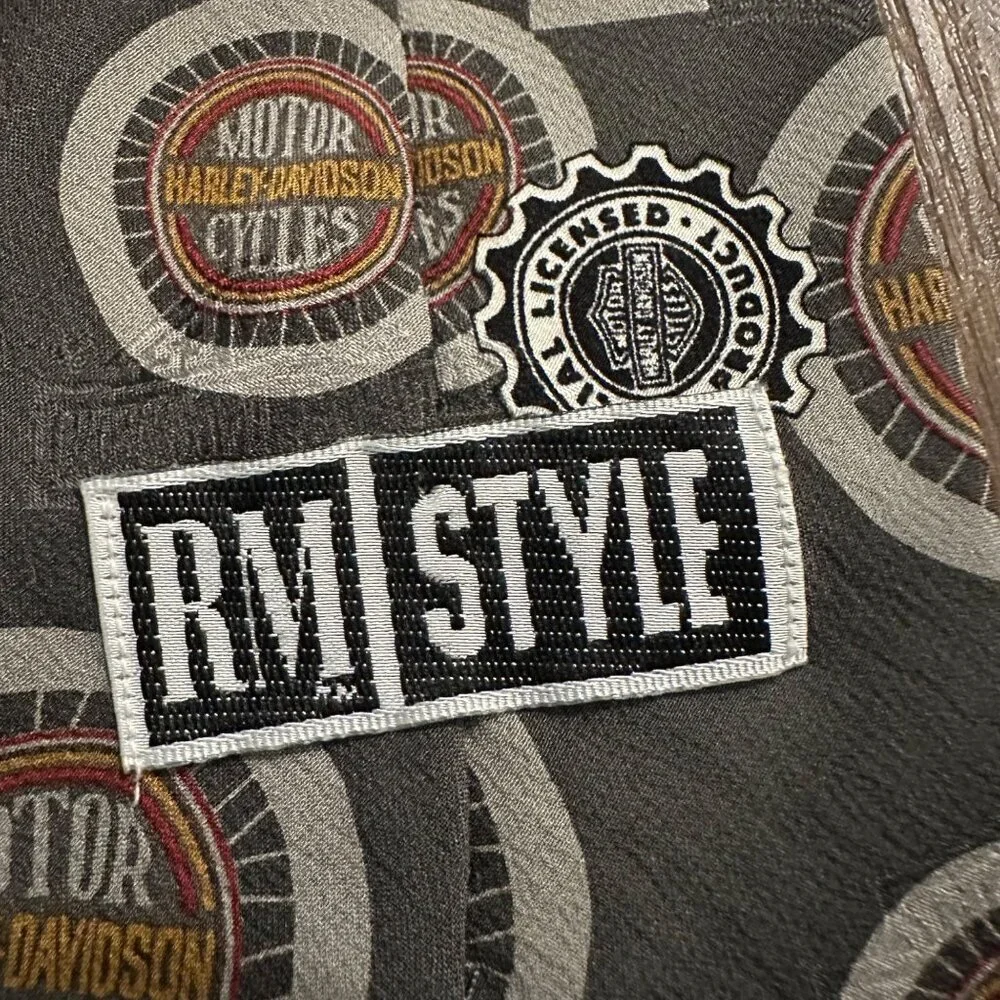 RM Style Harley Davidson Motorcycles Men's Green Silk Tie‎